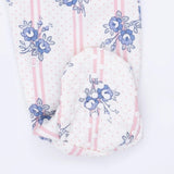 Stripe Dot Roses - Smocked Peter Pan Snap Footie