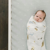 Cotton Muslin Crib Sheet - Blue Rainbow