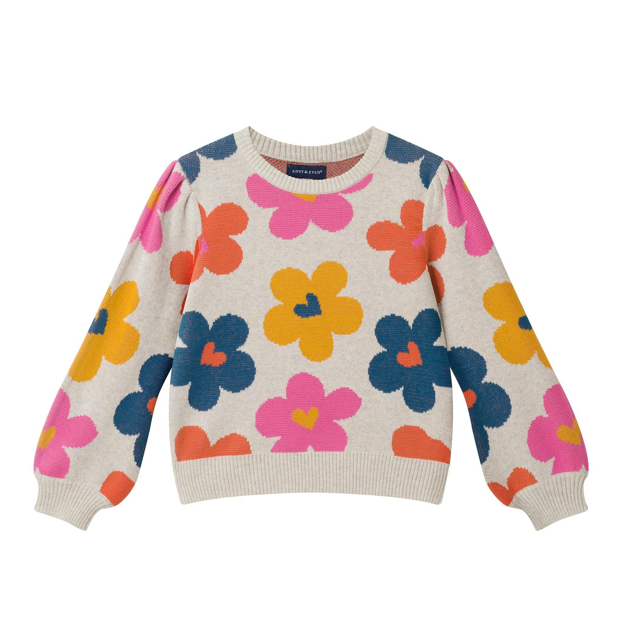 Girls Sweater & Flare Legging Set | Flowers & Hearts