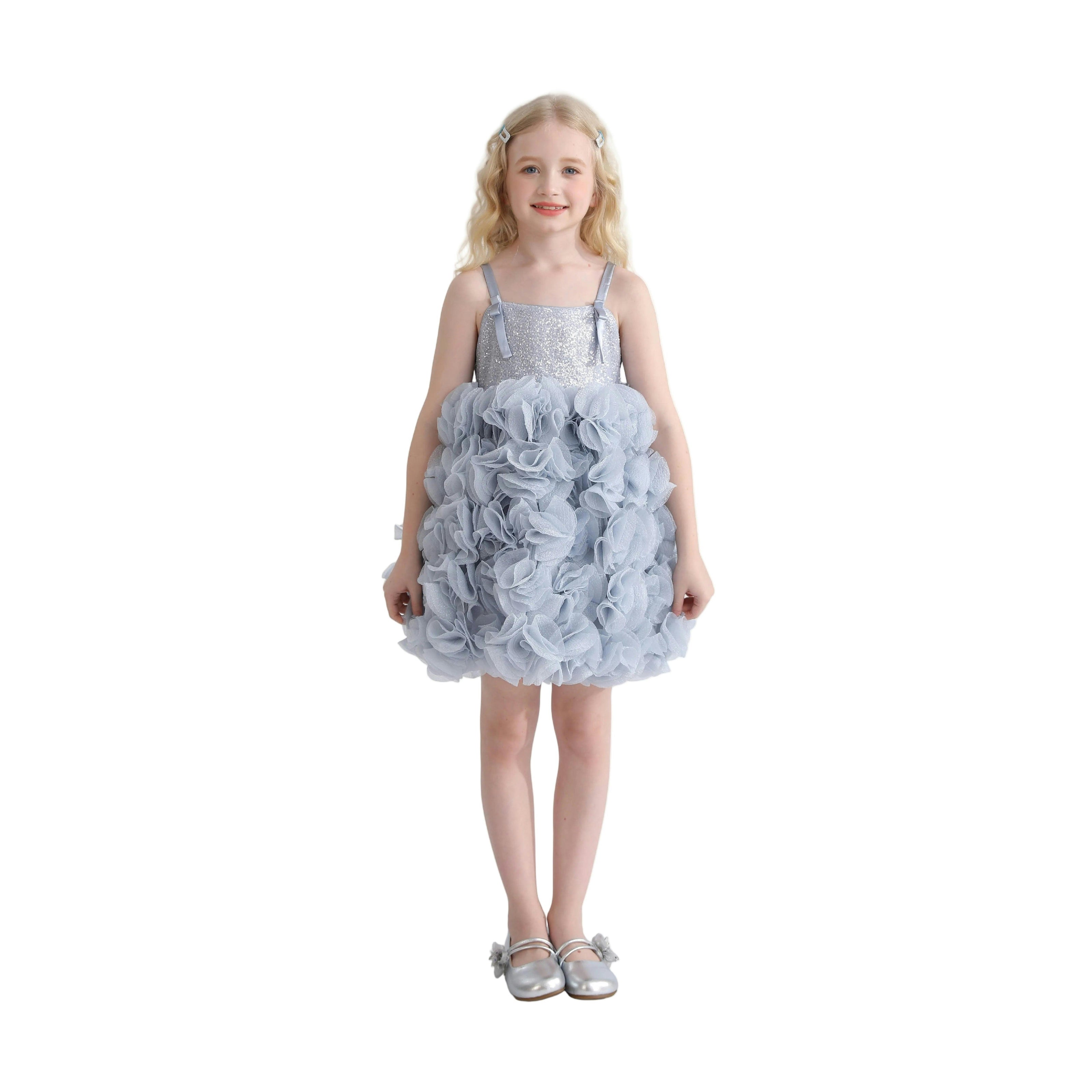 Blue Arabella Glitter Ruffle Dress