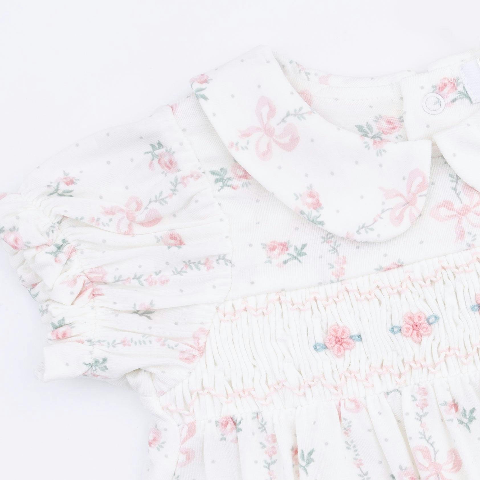 Dainty Buds and Bows - Smocked Dress Set and Headband