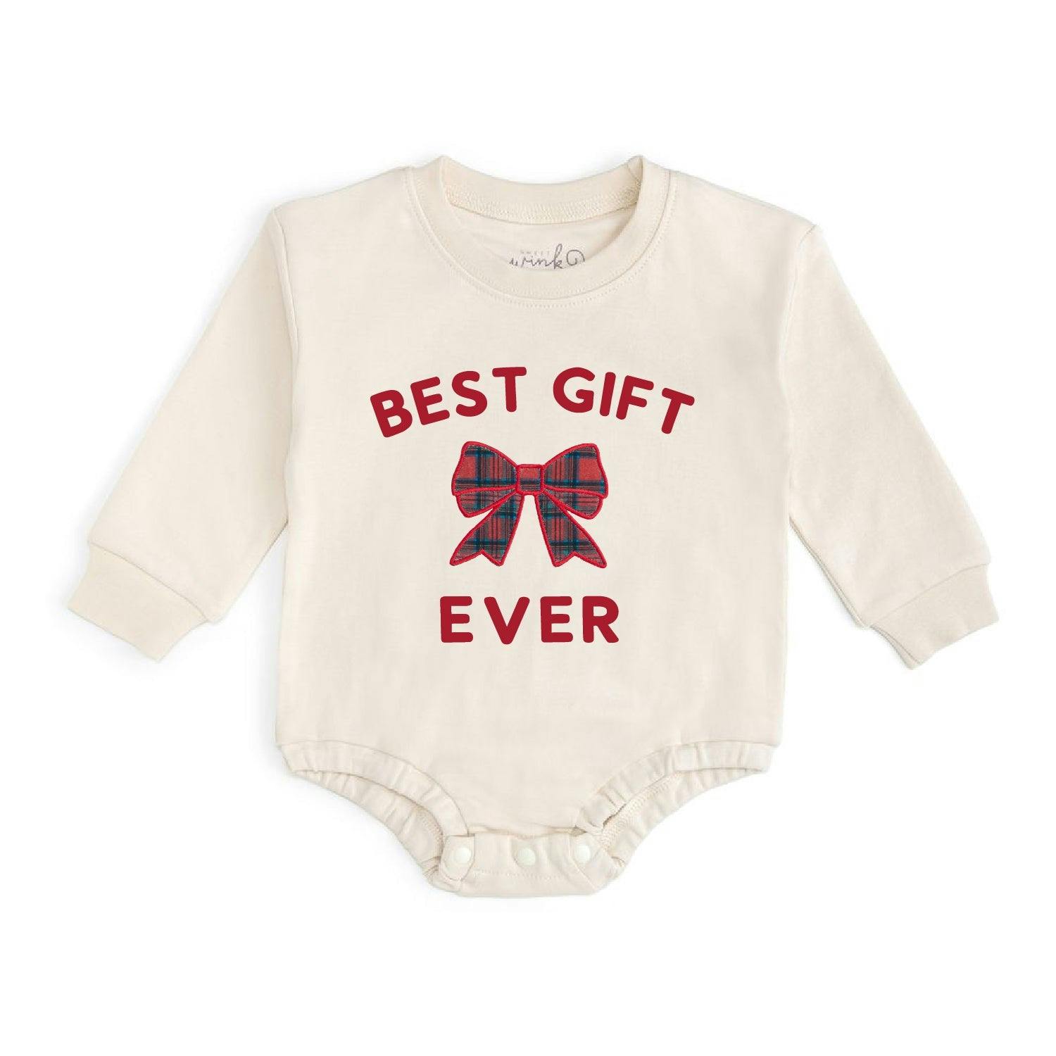 Best Gift Ever Patch Christmas Long Sleeve Romper