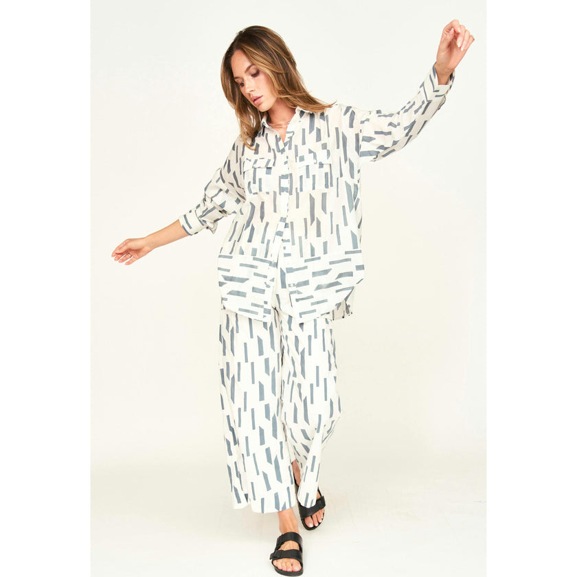 Kyoto Shirt in White Rainfall