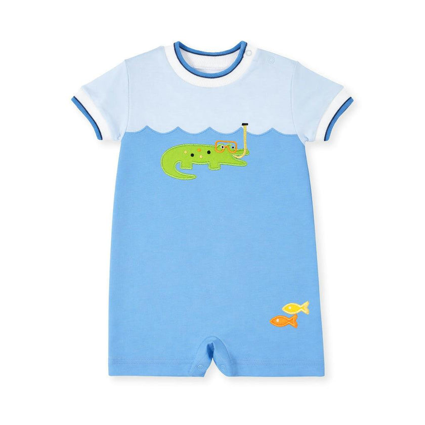 Knit Shortall With Scuba Alligator