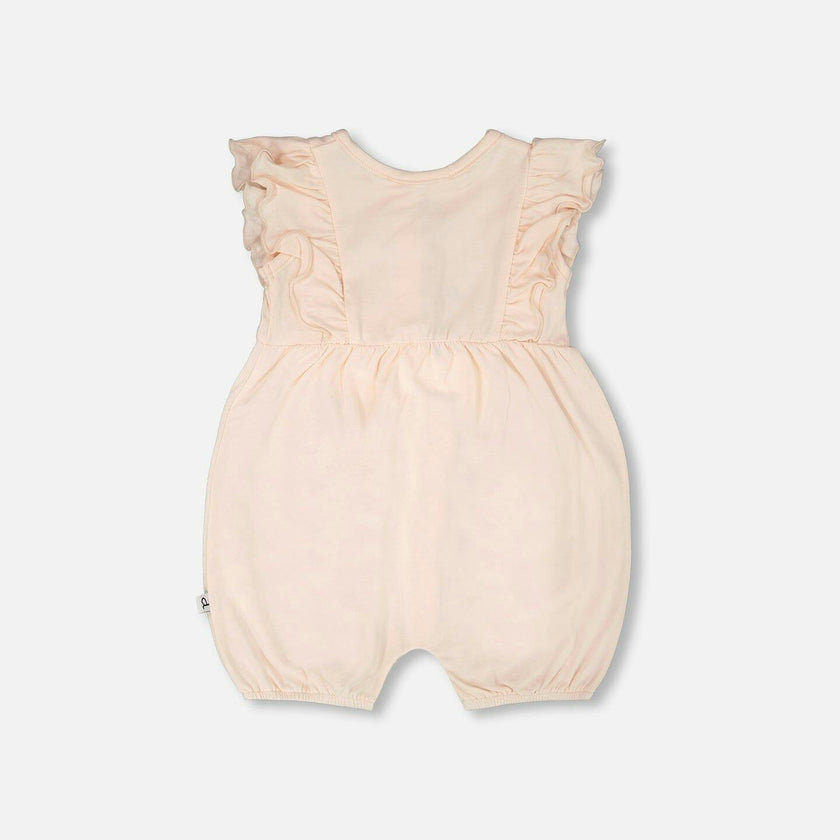 Organic Cotton Jersey Romper With Frills