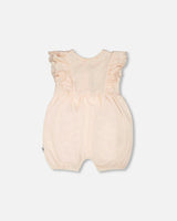 Organic Cotton Jersey Romper With Frills