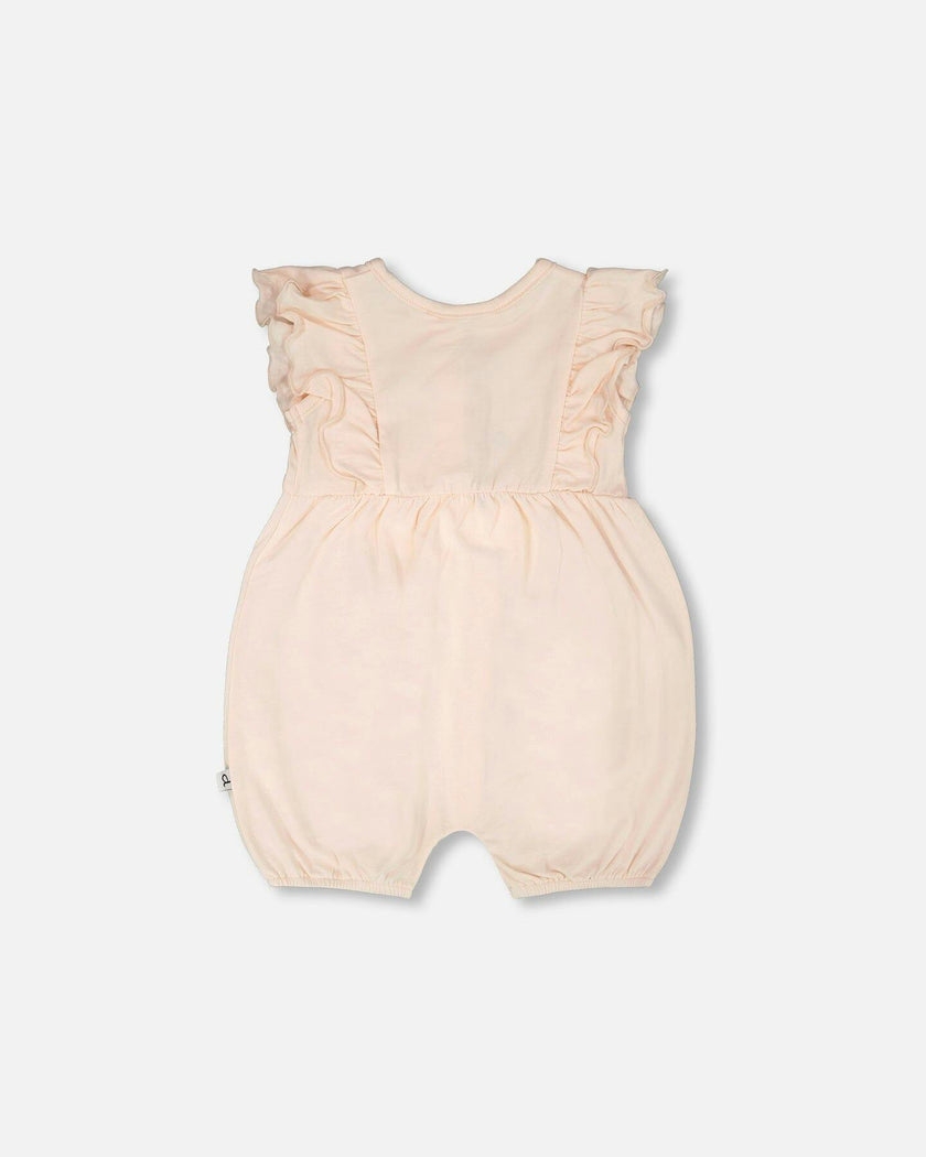 Organic Cotton Jersey Romper With Frills