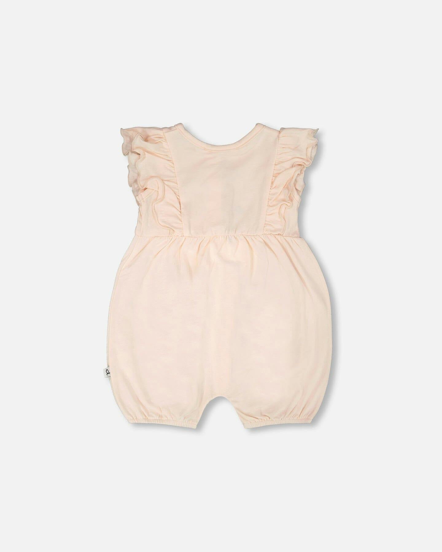 Organic Cotton Jersey Romper With Frills
