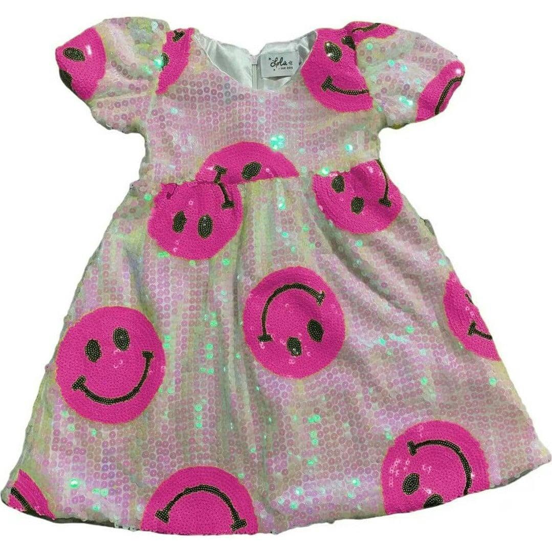 Pinkie Happy Emoji Short Puff Sleeve Dress
