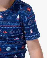 Sail Away Fair Isle Bamboo Kids Pajama Short Set