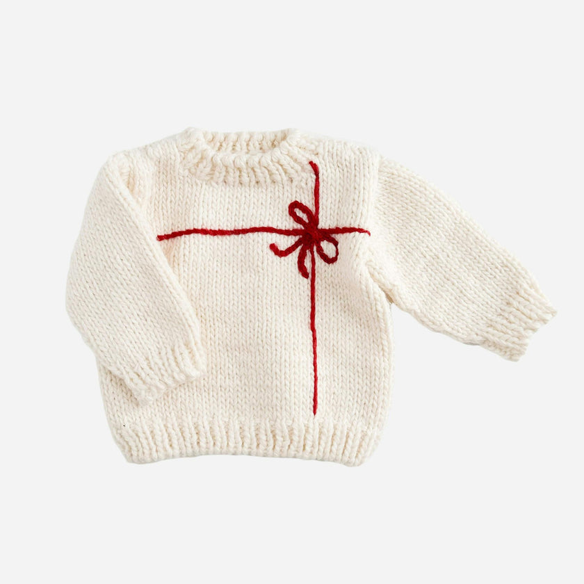 Present Sweater, Cream/Red