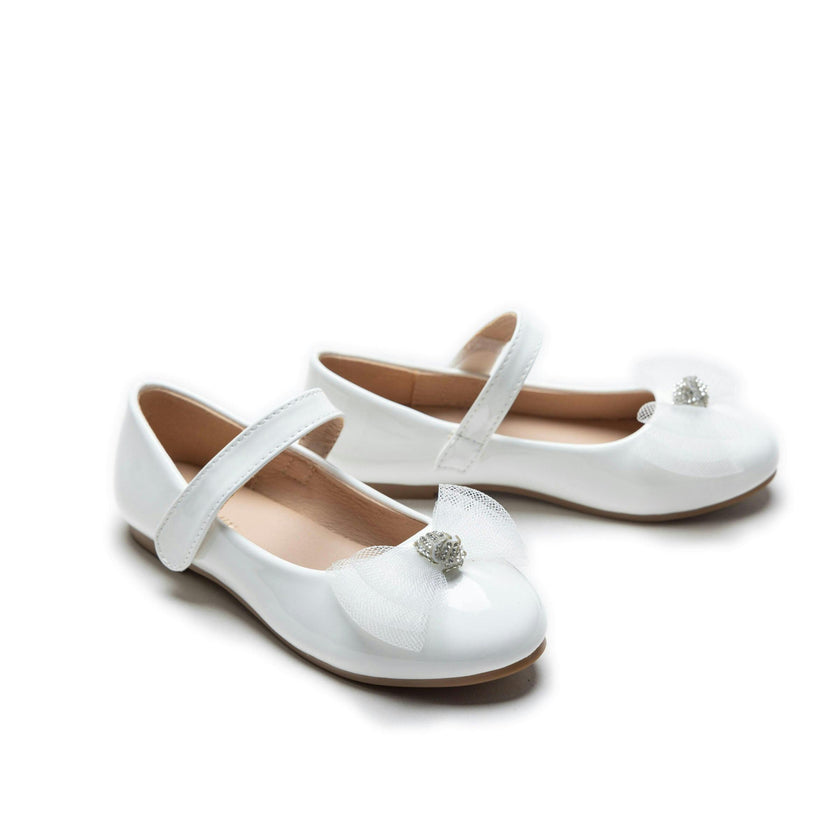 White Lucille Bow Flats