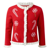 Candy Cane Intarsia Cardigan