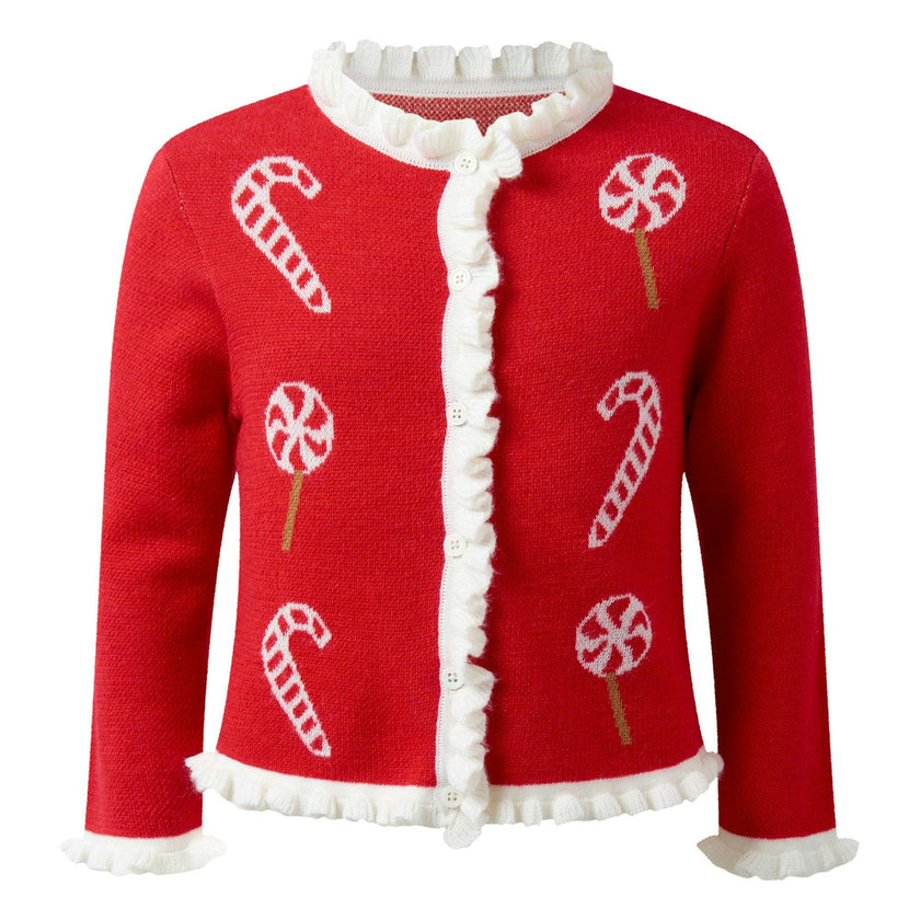 Candy Cane Intarsia Cardigan