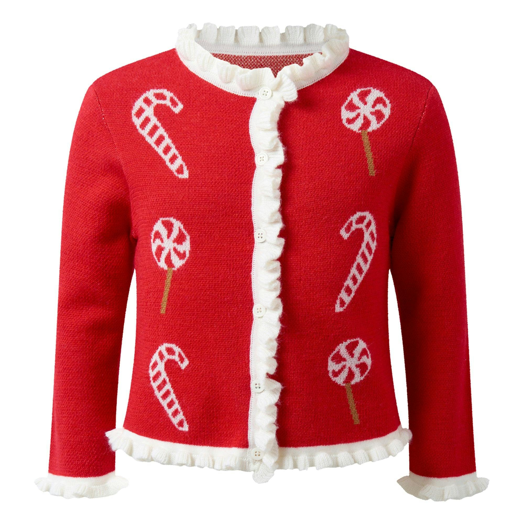 Candy Cane Intarsia Cardigan