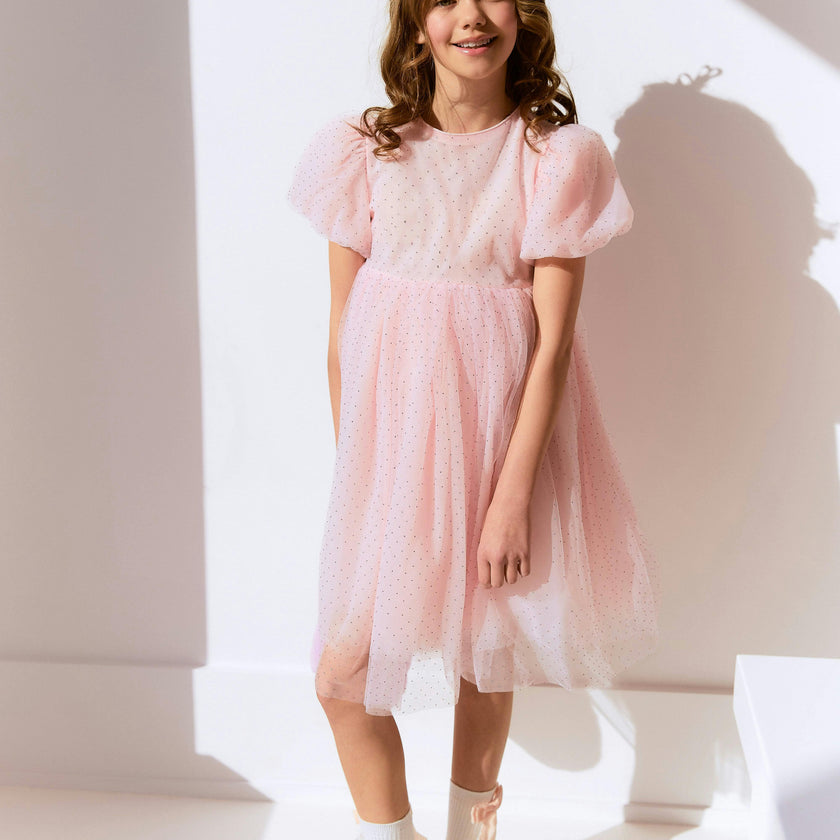Magic Crystal Short Puff Sleeve Dress