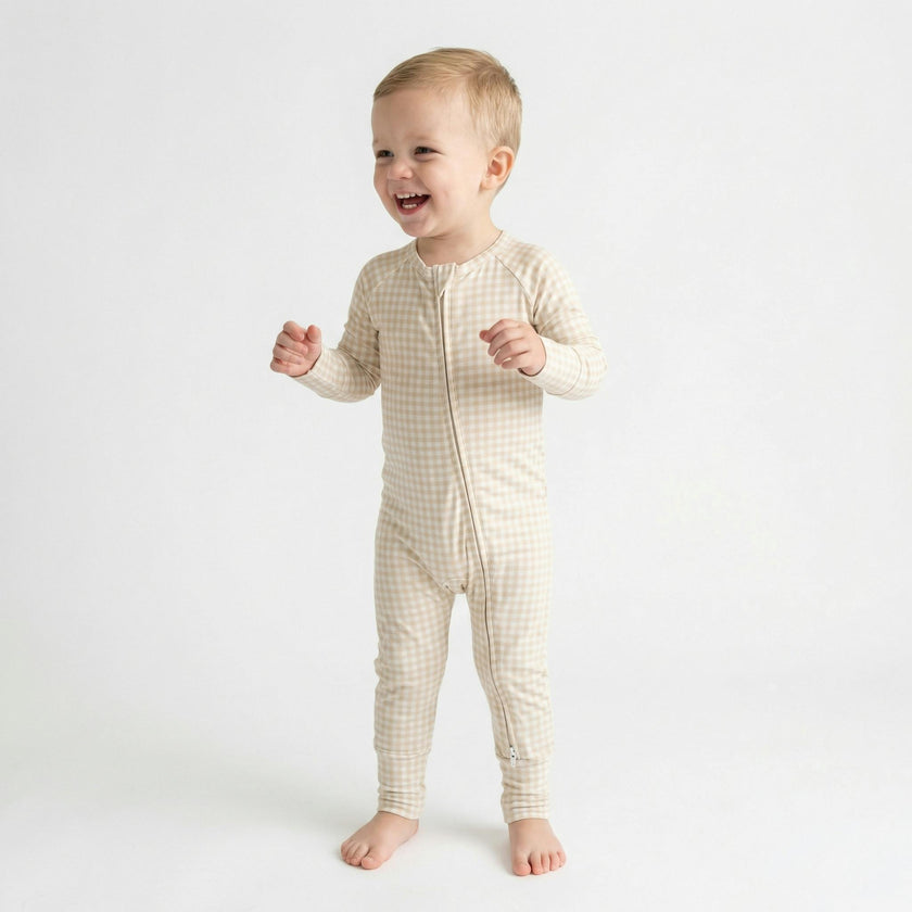Sandstone Gingham Bamboo Sleeper