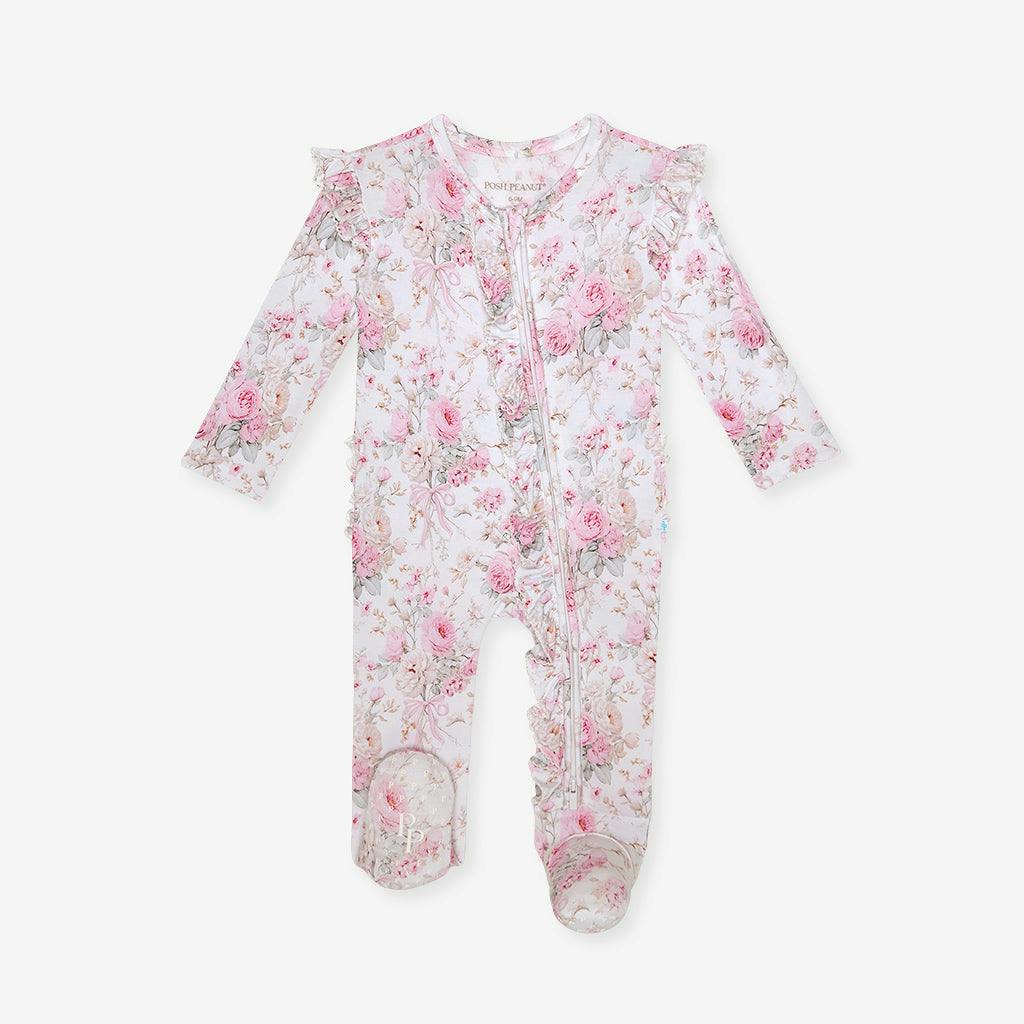 Roberta Picot Footie Ruffled Zippered One Piece