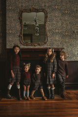 Plaid Dress With Knit Mock Neck & Cuff
