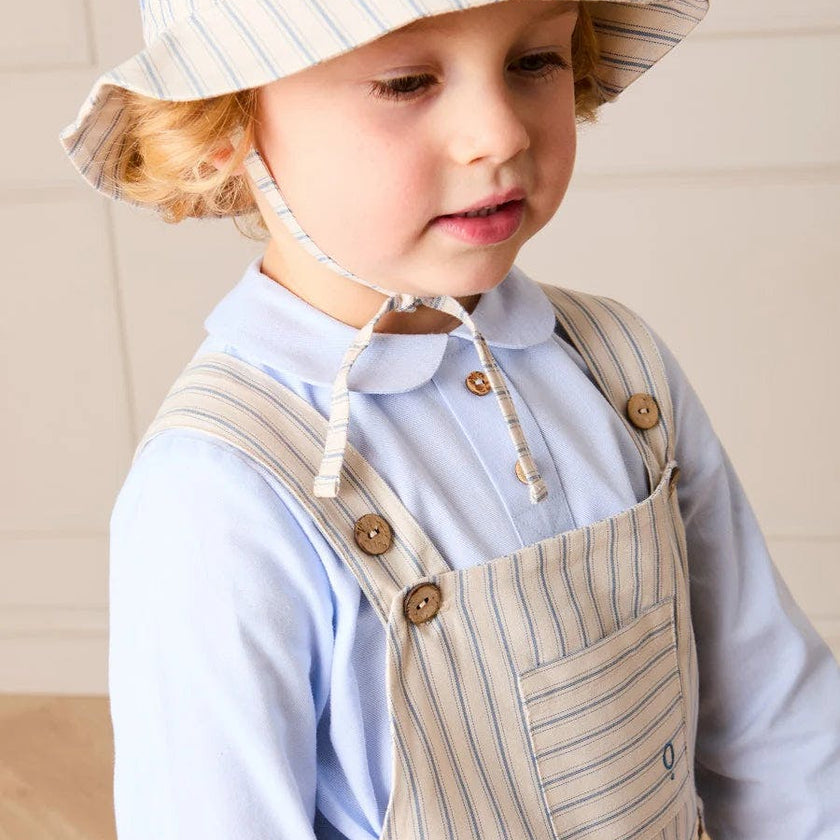 Percy Stripe Insignia Pocket Detail Dungarees in Blue (18mths-4yrs)