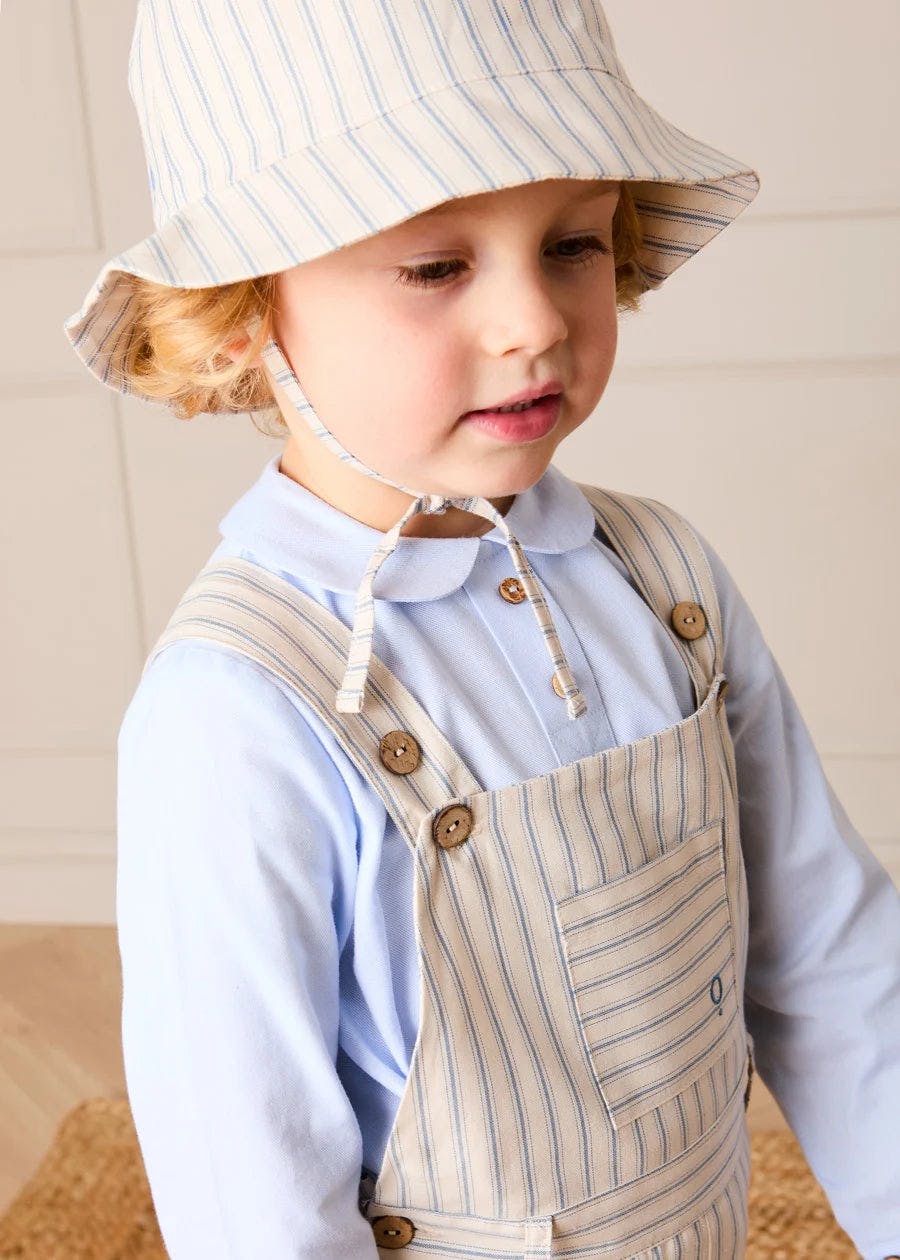 Percy Stripe Insignia Pocket Detail Dungarees in Blue (18mths-4yrs)