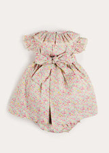 Adelaide Floral Hand Smocked Ruffle Collar Cap Sleeve Dress in Pink (12mths-6yrs)