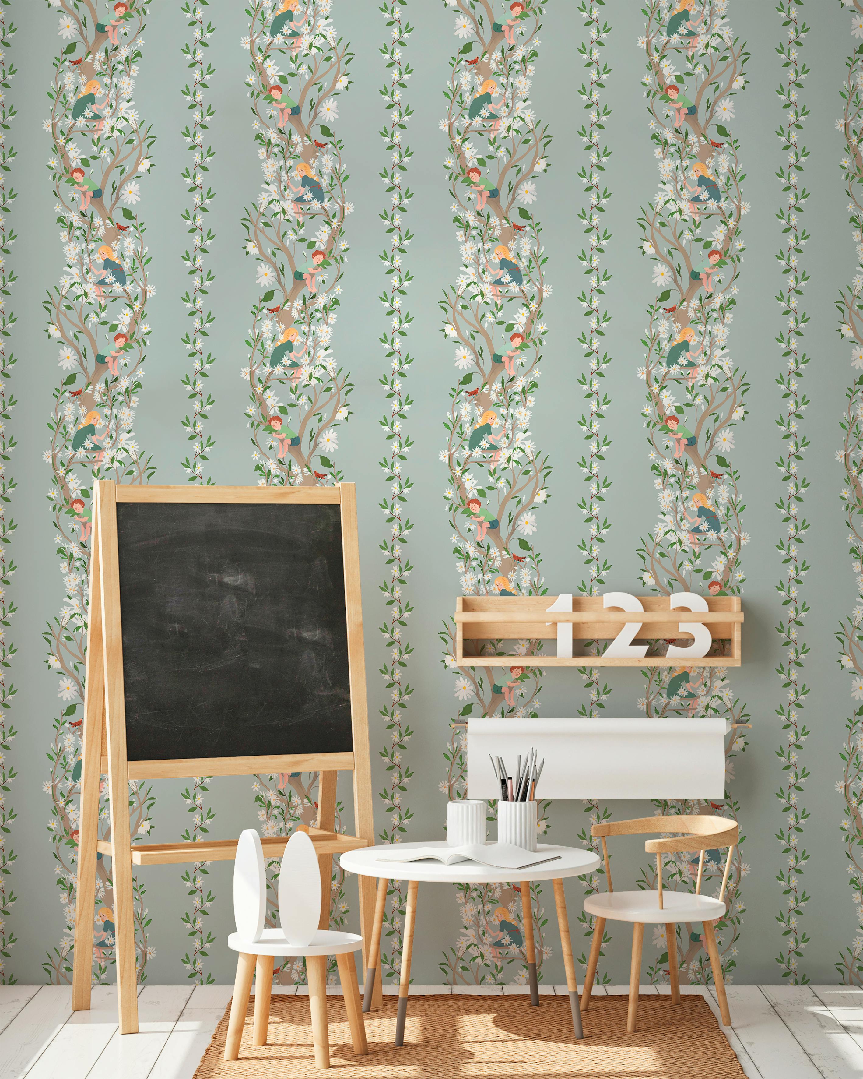 Papier peint CAMOMILLE coloris Ciel