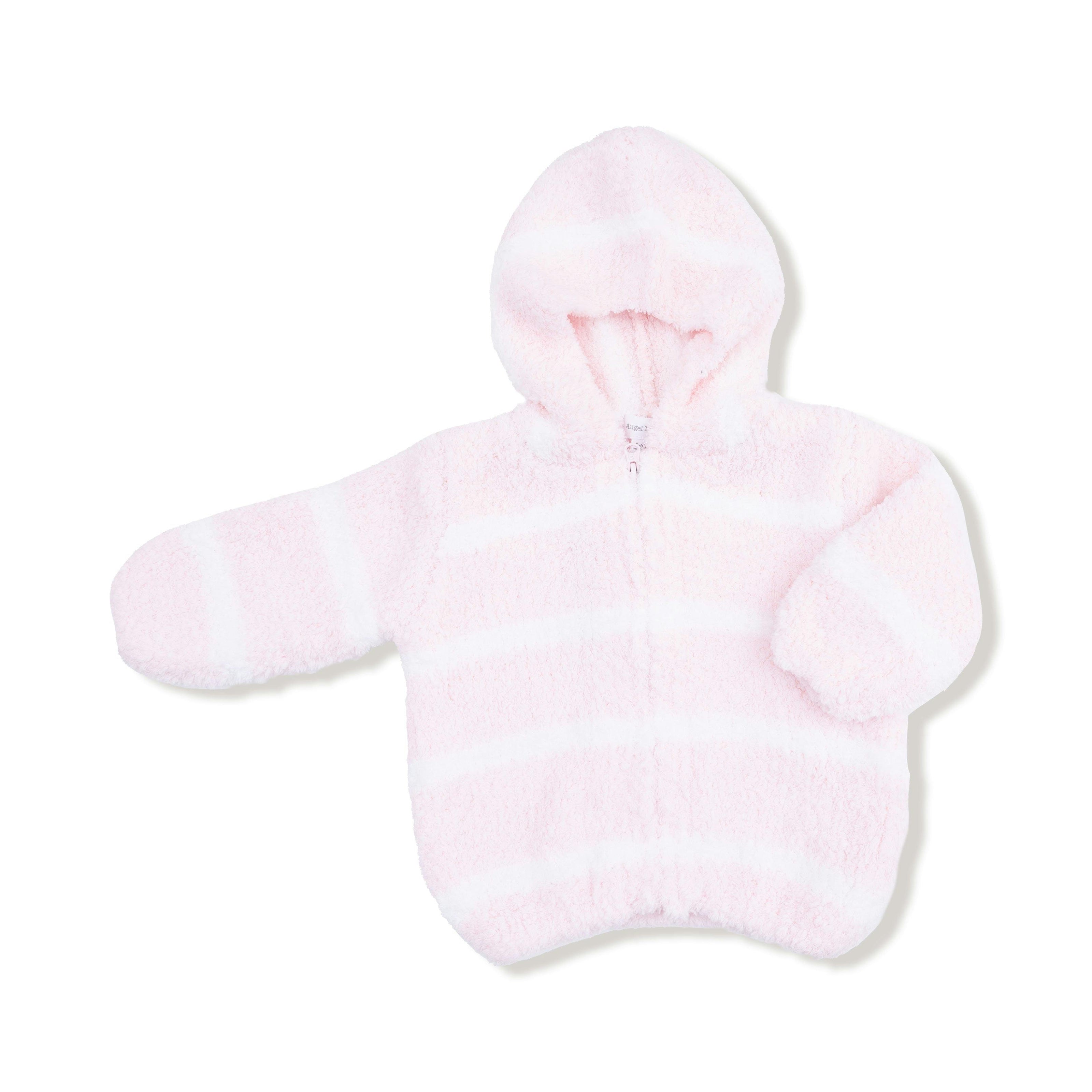 Chenille - Pretty Pink & Ivory Stripe Hooded Jacket
