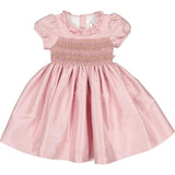 Astrid Pink Silk Smocked Girl Dress