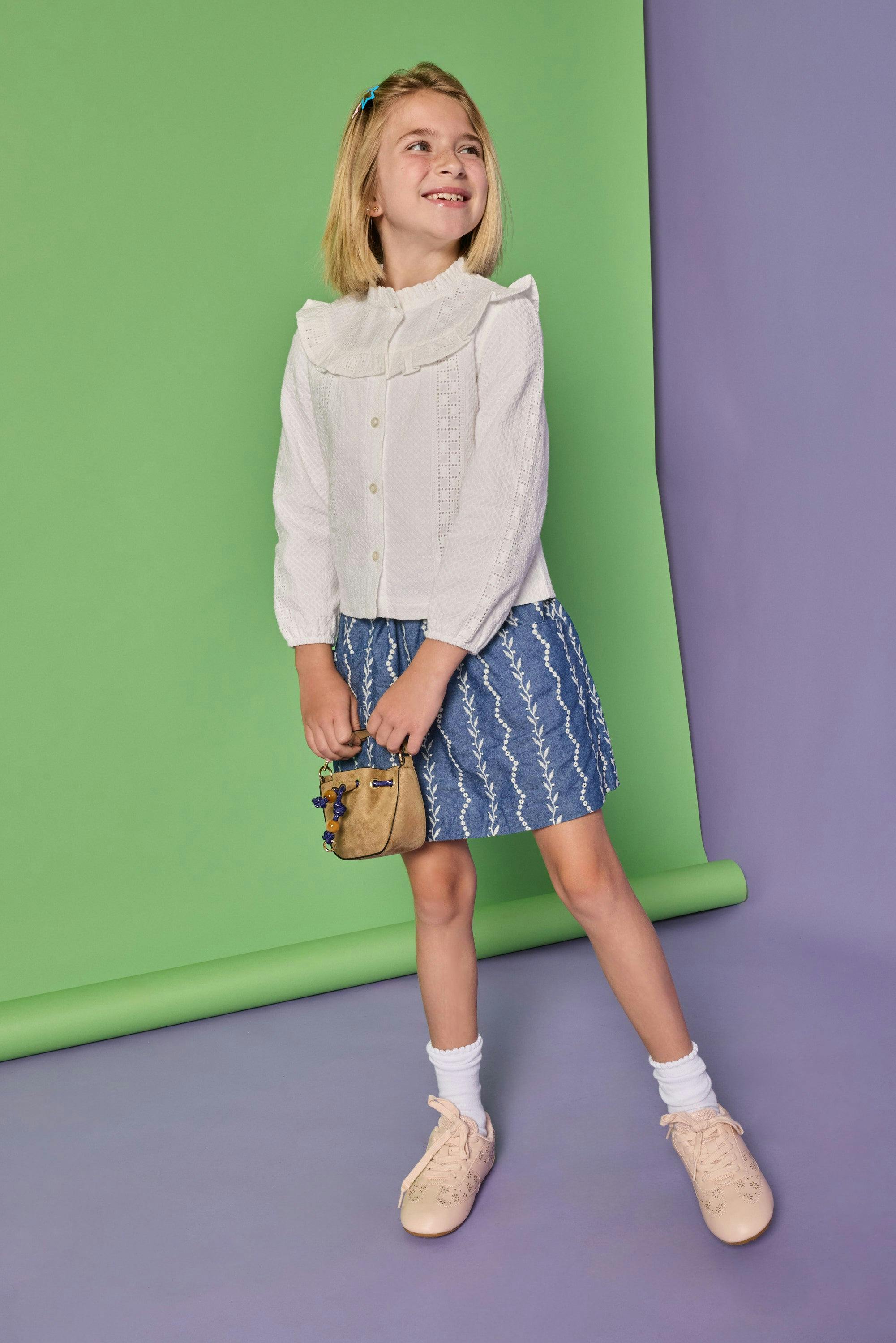 Portofino Skirt - Chamonix Chambray Embroidery