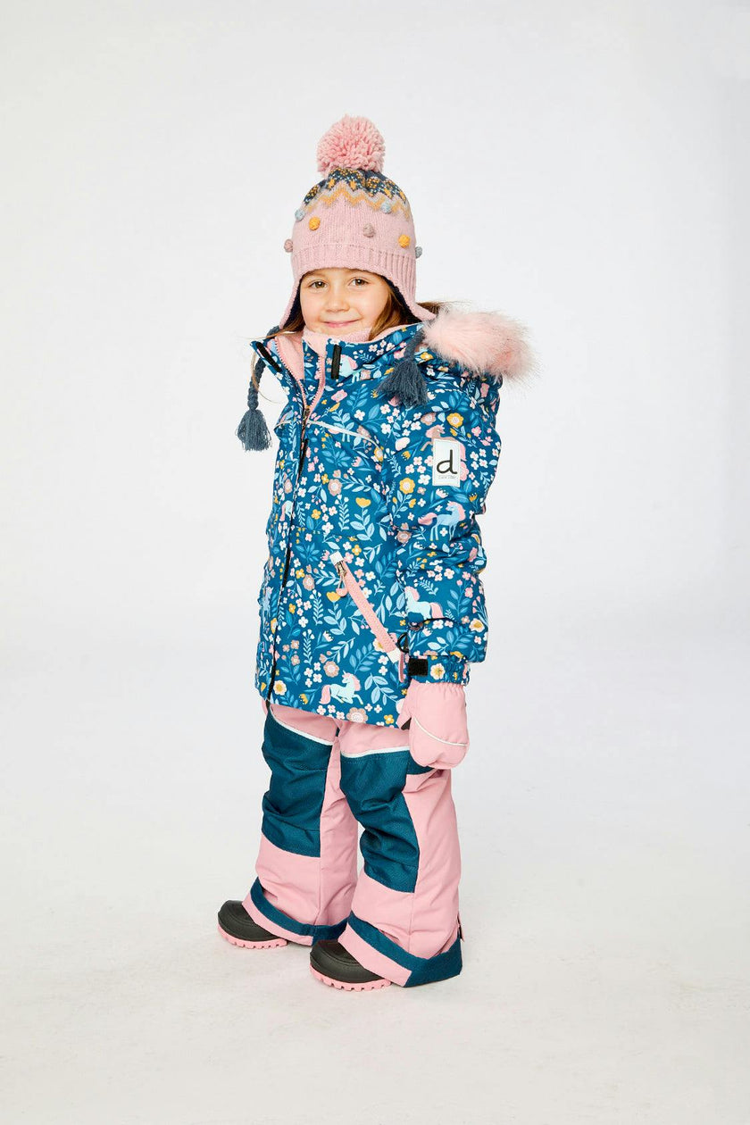 Two Piece Discover Snowsuit Blue And Pink Unicorn Print