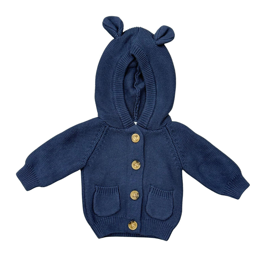 Knit Hoodie in Navy