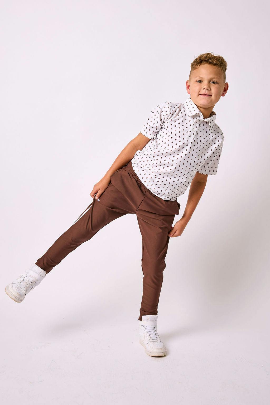 brown retro warm-up jogger