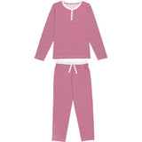 Women's Red Stripe Jersey Long PJ Set - Organic Stretch Cotton