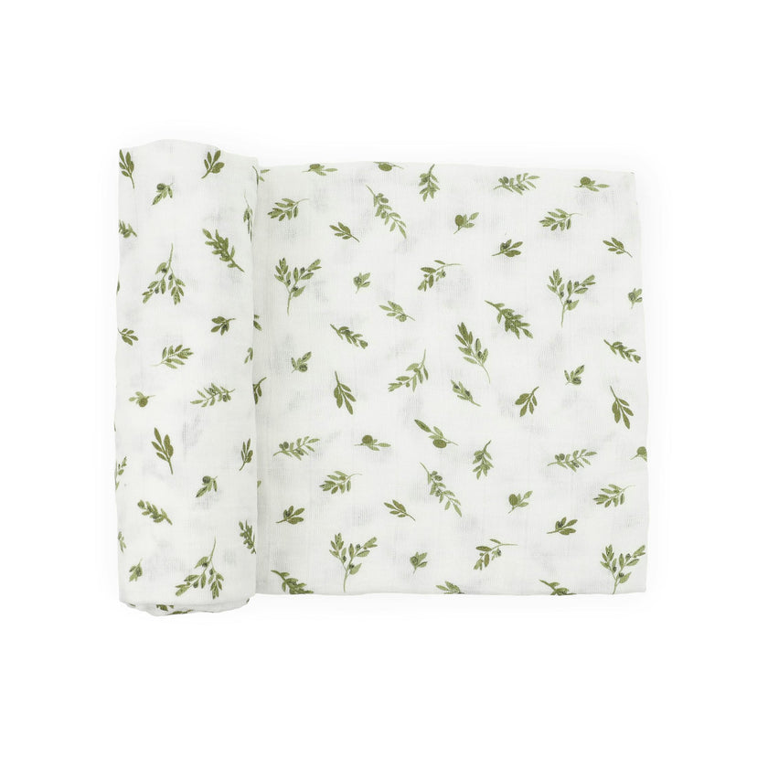 Organic Cotton Muslin Swaddle Blanket - Olive Branch