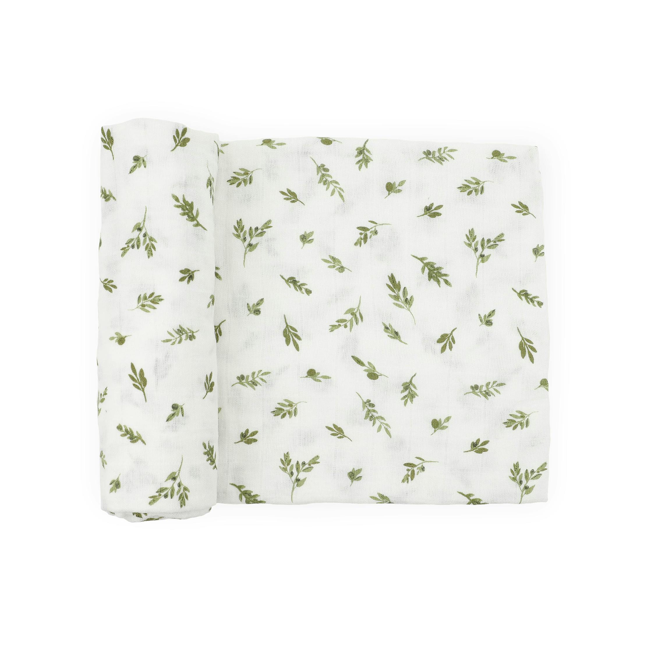 Organic Cotton Muslin Swaddle Blanket - Olive Branch