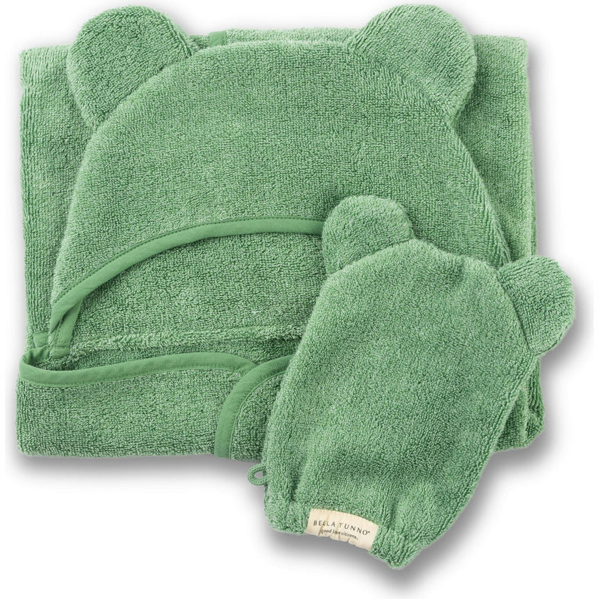 Hooded Towel + Wash Mitt Set Sea Foam