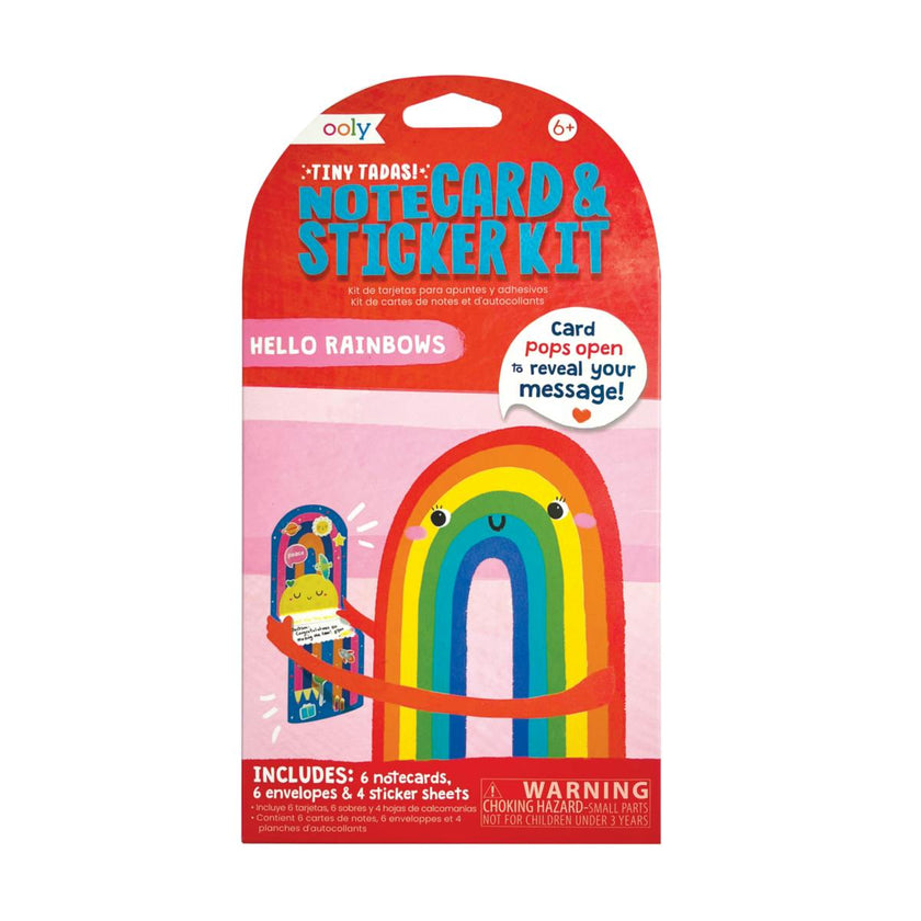 Tiny Tadas! Note Cards and Sticker Set - Hello Rainbows - 6 Cards Envelopes