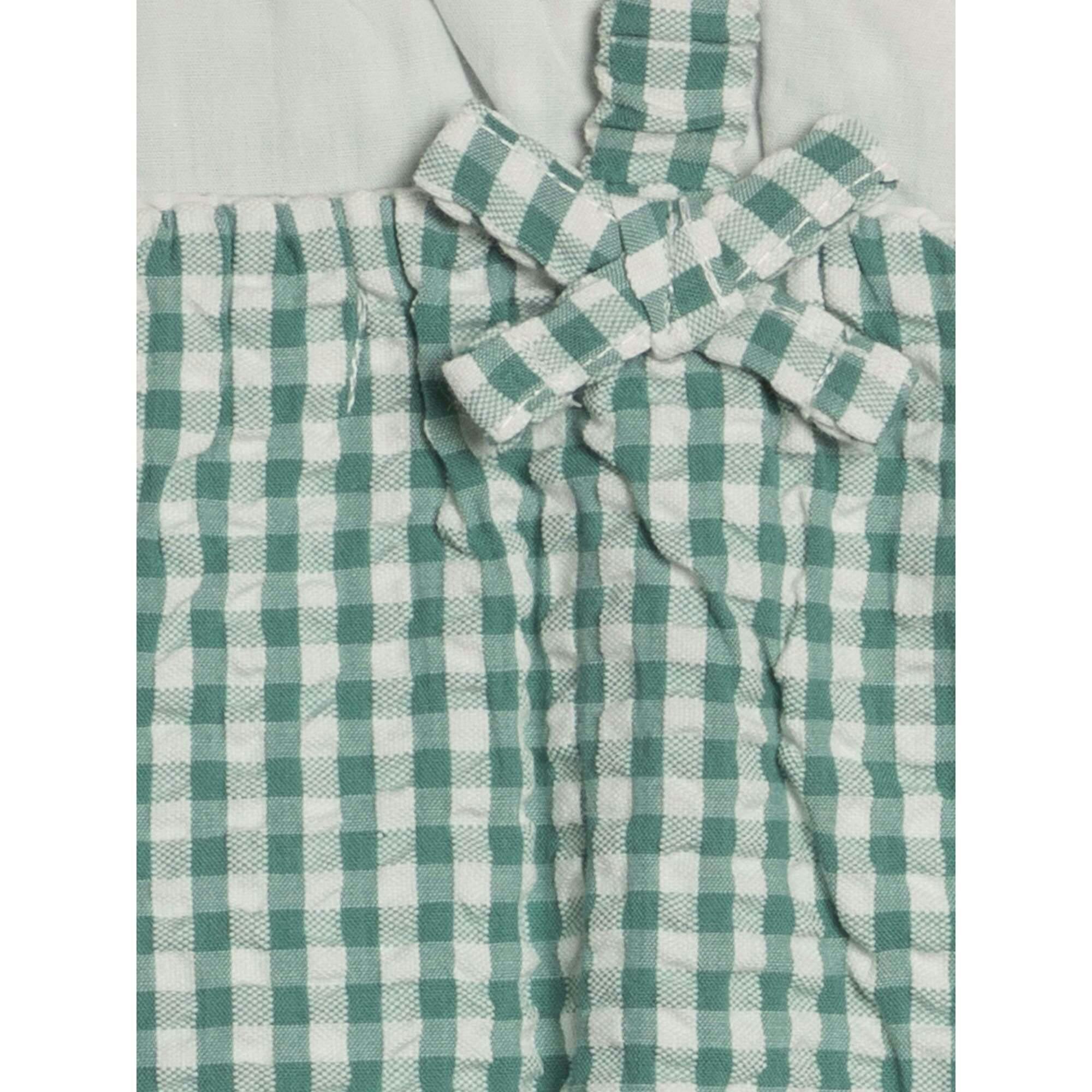 Rosalie Seersucker Ruffle Bubble Romper - Laguna Gingham