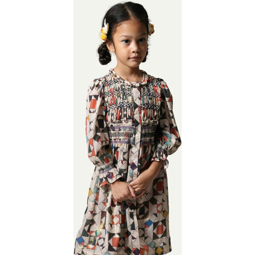 LUNA SMOCKED SHIRT DRESS