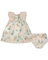 Muslin Dress And Bloomer Set Peach Deer Print