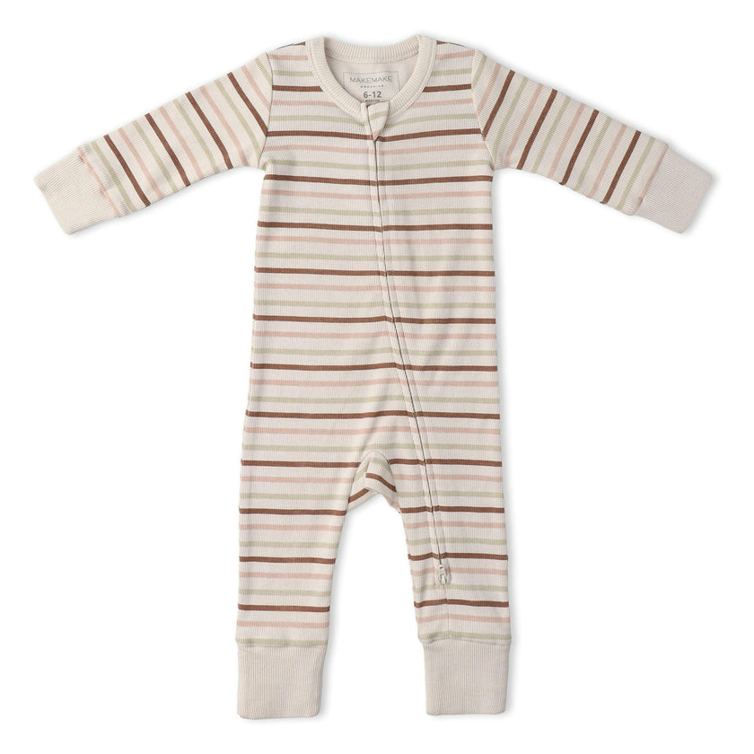 Organic 2-Way Zip Romper - Terra Stripes