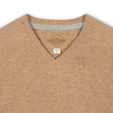 Organic V-Neck Sweater with Elbow Patches