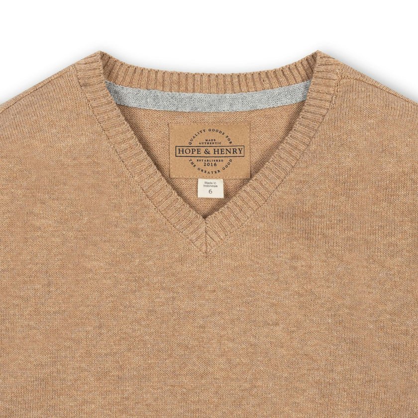 Organic V-Neck Sweater with Elbow Patches
