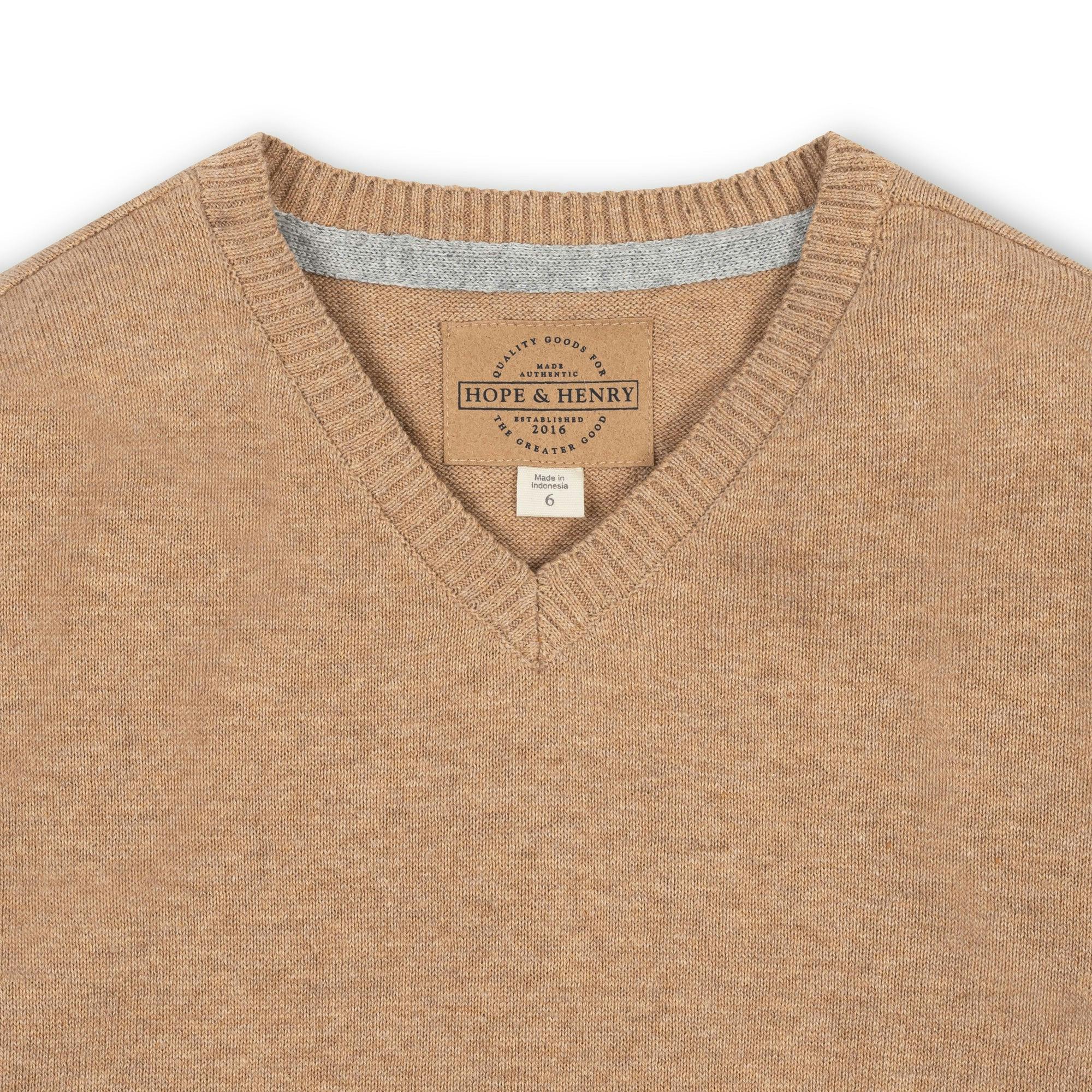 Organic V-Neck Sweater with Elbow Patches