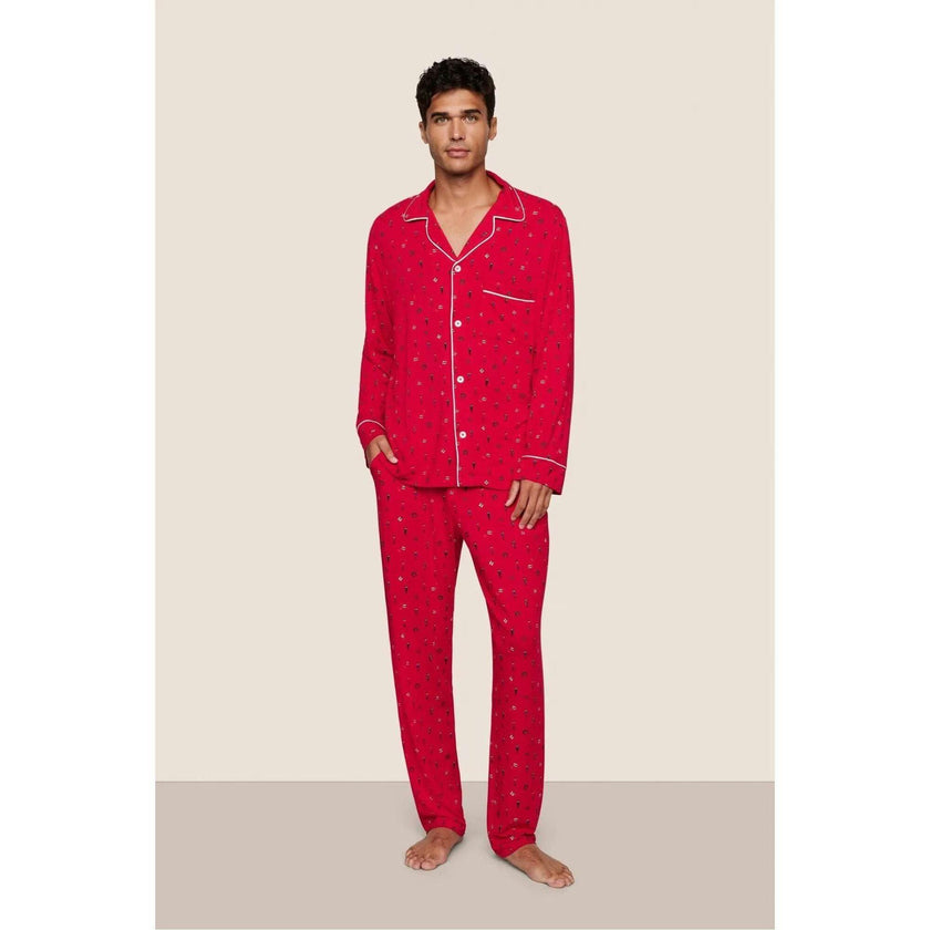 William Printed TENCEL Modal PJ Set, Red