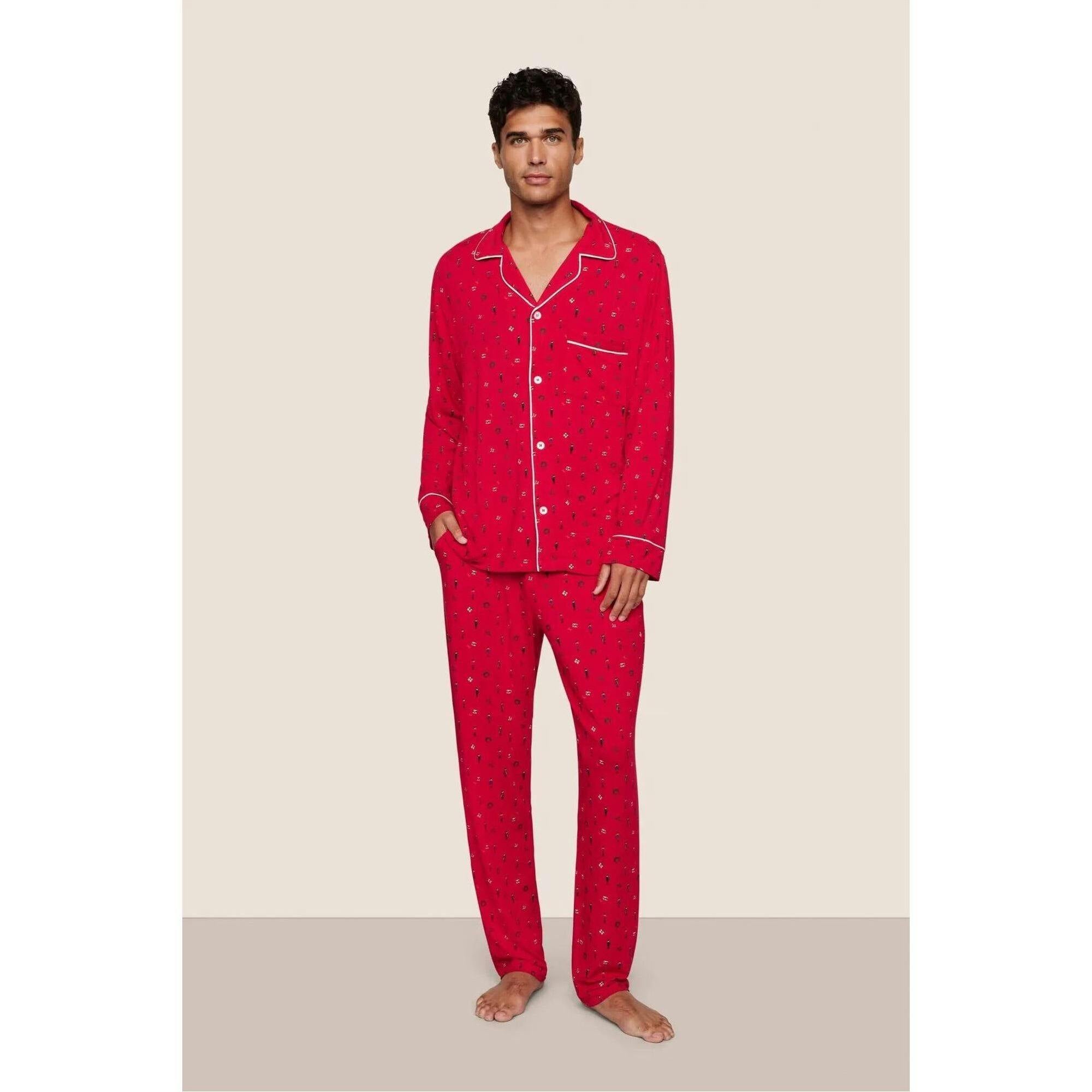 William Printed TENCEL Modal PJ Set, Red