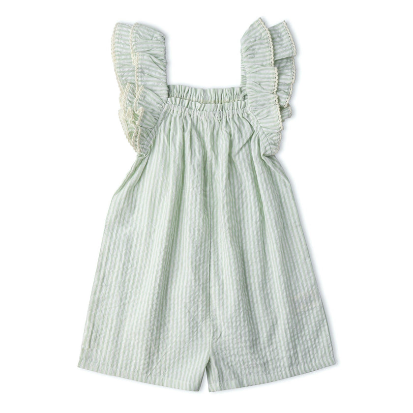 Organic Flutter Jumpsuit - Basil Stripes