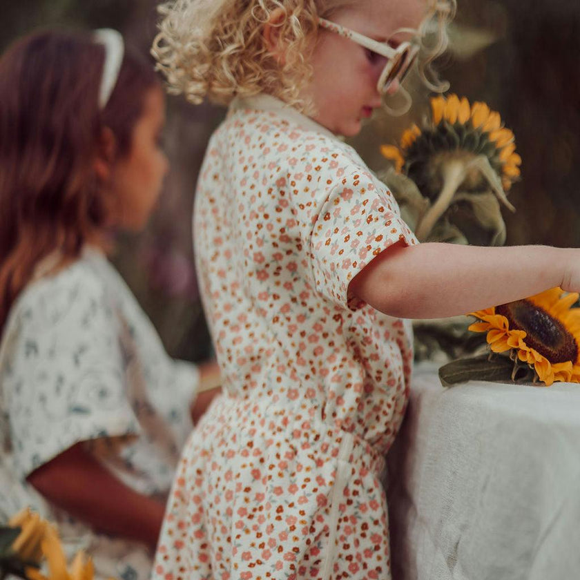 Retro Shorts | Organic Cotton Terry - Sunset Meadow