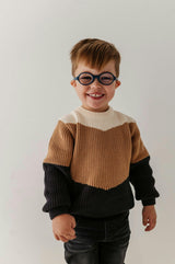 Colorblock Knit Sweater in Bronze